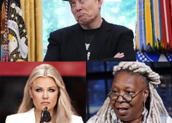 “Sit down, Barbie.” — Whoopi Goldberg suddenly lashed out at Erika Kirk, calling her a “T.R.U.M.P. puppet” live on air. But just minutes later, before Erika could even respond, Elon Musk spoke up — not to tear her down, but to defend her.