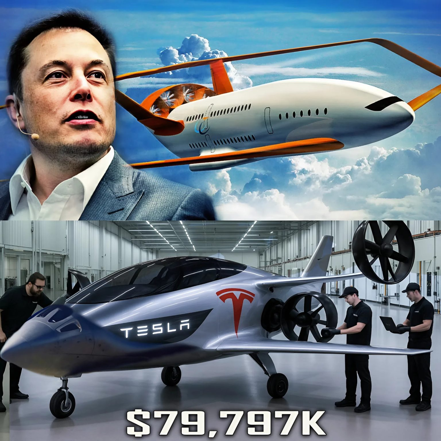 The moment Elon Musk turned the final switch… the aviation world held its breath: The $79,999 Tesla Electric Plane was revealed—the biggest turning point in aviation in decades.—but what happened next was truly shocking!
